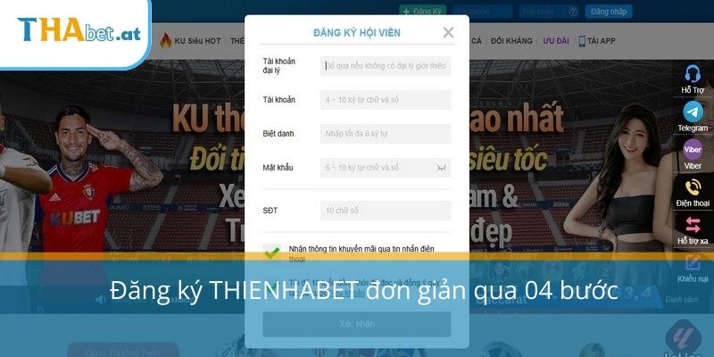 Đăng ký THIENHABET đơn giản qua 04 bước