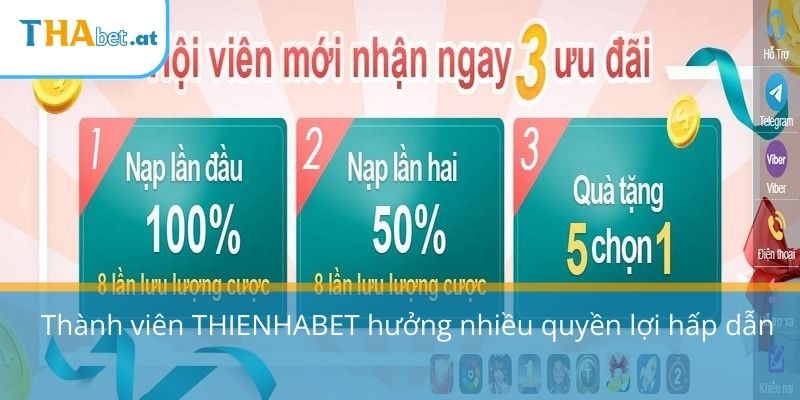 Thành viên THIENHABET hưởng nhiều quyền lợi hấp dẫn