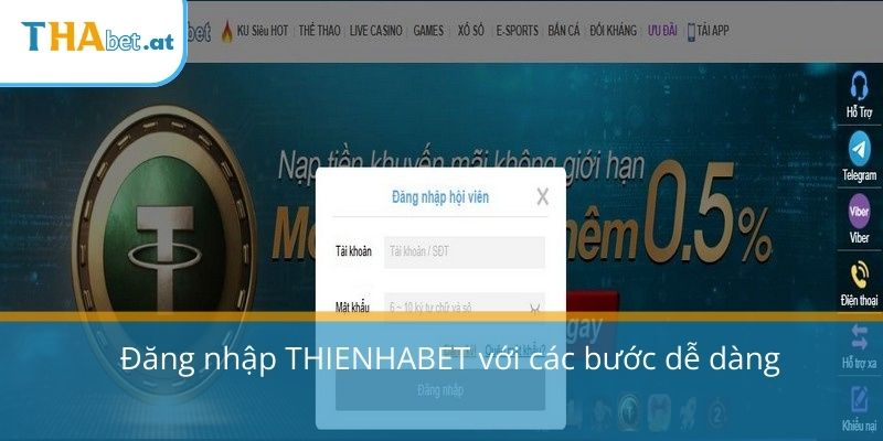 Đăng nhập THIENHABET với các bước dễ dàng